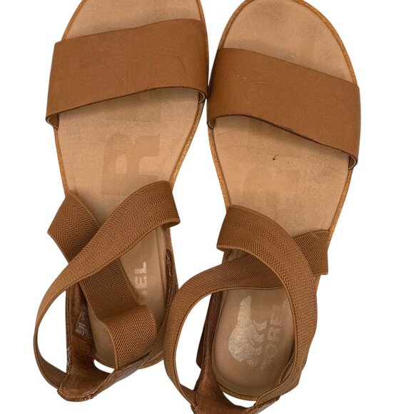SOREL SANDALS Ella Tan Leather Gladiator Cross Elastic Straps Women’s 7.5 - Picture 6 of 8
